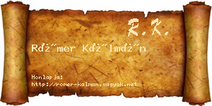 Römer Kálmán névjegykártya