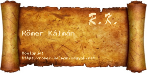 Römer Kálmán névjegykártya